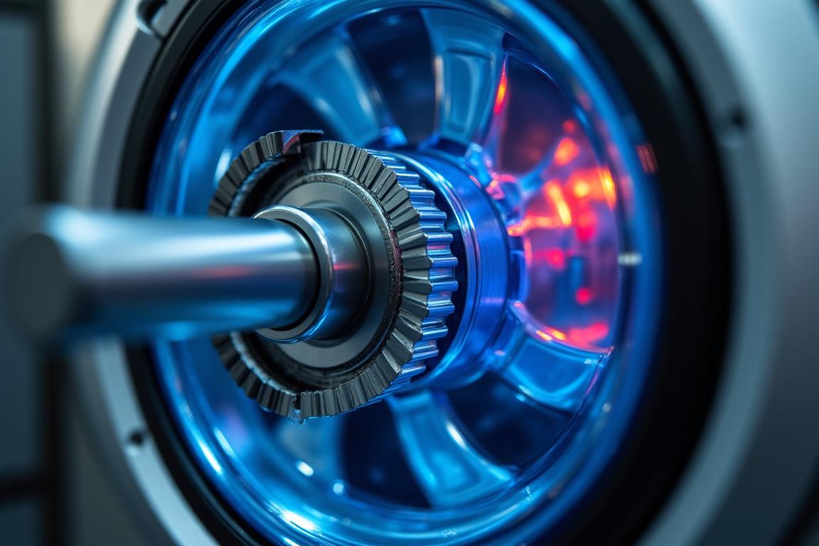 Close up of a high-tech appliance motor with heat mapping overlays