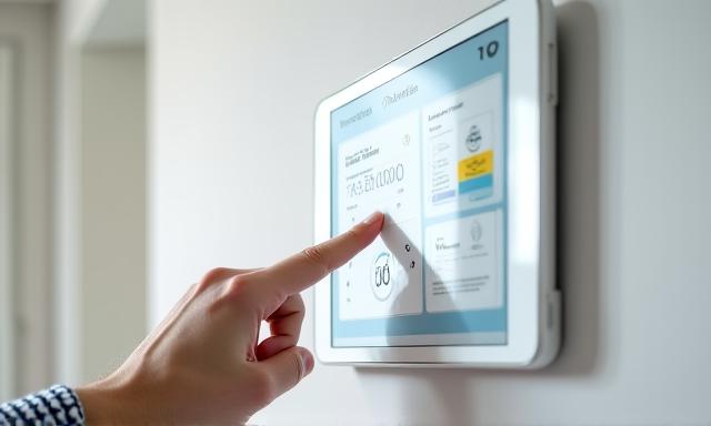 Close up of a sleek, intuitive smart home control panel