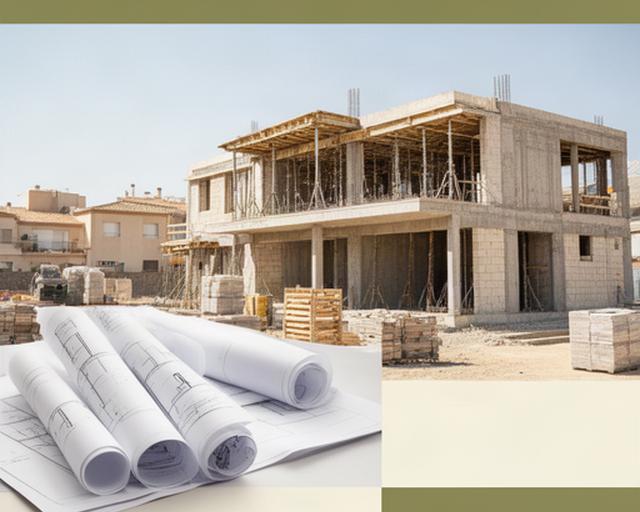 Vivienda en construcción en Valencia con estructura de hormigón, planos y materiales de obra